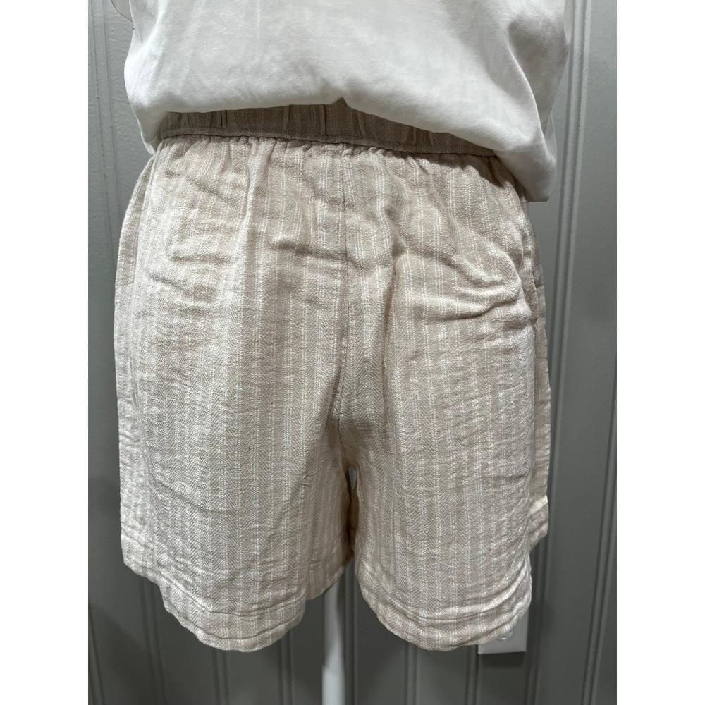 Women's‎ Beige Striped Linen Blend Pull On Shorts Size S Relaxed Fit - Picture 4 of 4